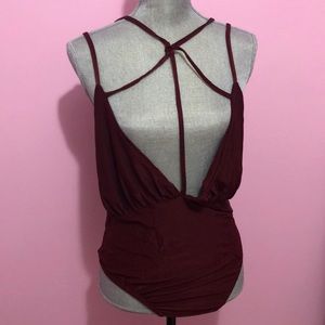 Sexy burgundy bodysuit